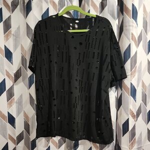 SHEIN Black Short Sleeve Top with Cutout Design